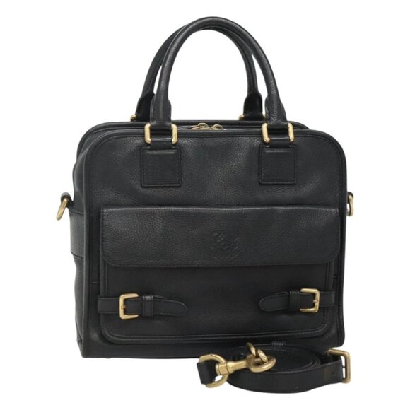 LOEWE Anagram Hand Bag Leather 2way Black Auth ki5600V - Picture 1 of 16